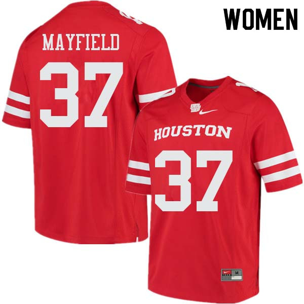 Women #37 Caemen Mayfield Houston Cougars College Football Jerseys Sale-Red - Click Image to Close